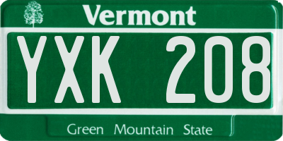 VT license plate YXK208