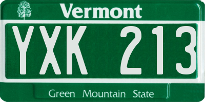 VT license plate YXK213