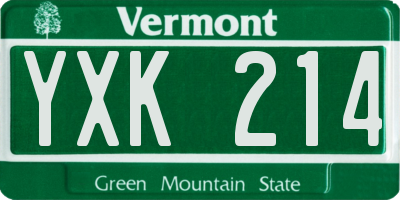 VT license plate YXK214