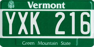 VT license plate YXK216