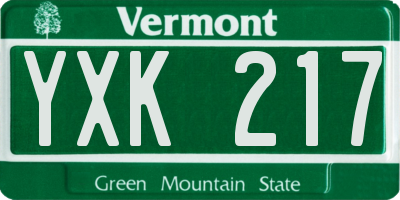 VT license plate YXK217
