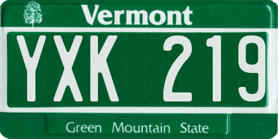 VT license plate YXK219