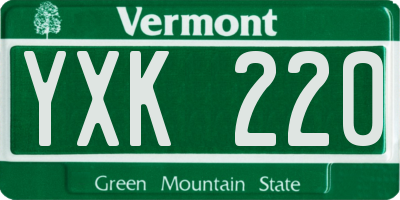 VT license plate YXK220
