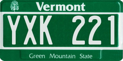 VT license plate YXK221