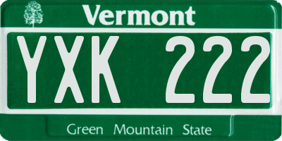VT license plate YXK222