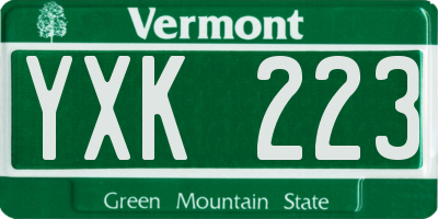 VT license plate YXK223