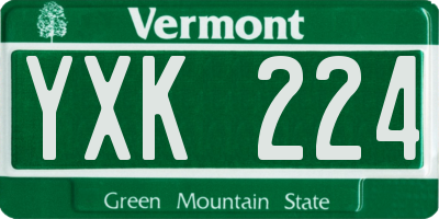VT license plate YXK224