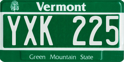 VT license plate YXK225