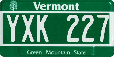VT license plate YXK227