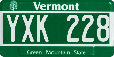 VT license plate YXK228