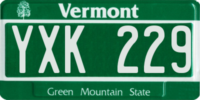 VT license plate YXK229