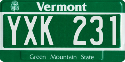 VT license plate YXK231
