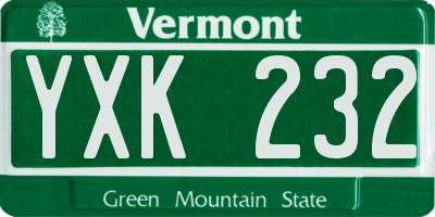 VT license plate YXK232