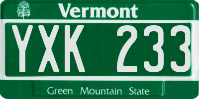 VT license plate YXK233