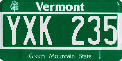 VT license plate YXK235