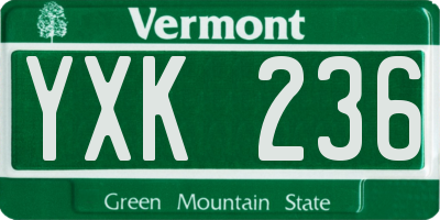 VT license plate YXK236