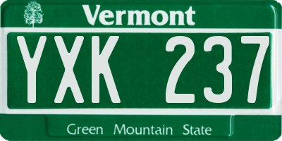 VT license plate YXK237