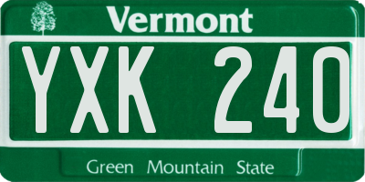 VT license plate YXK240