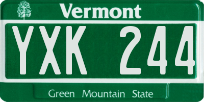 VT license plate YXK244