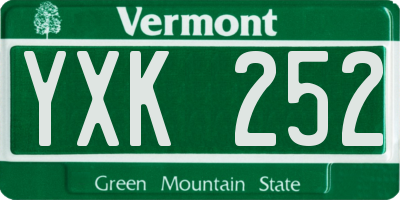 VT license plate YXK252