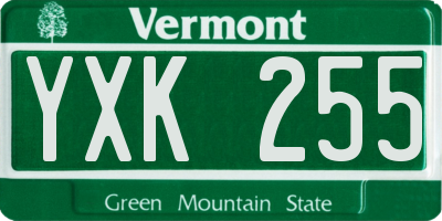 VT license plate YXK255