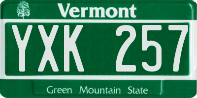 VT license plate YXK257