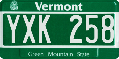 VT license plate YXK258