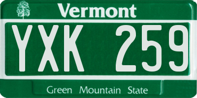 VT license plate YXK259
