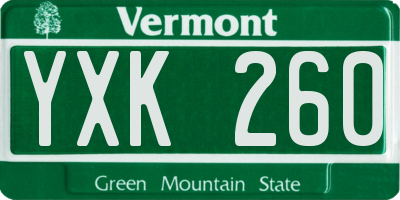 VT license plate YXK260