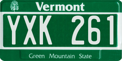 VT license plate YXK261