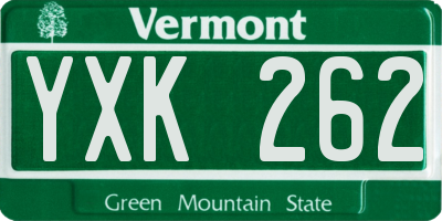 VT license plate YXK262