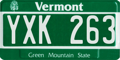 VT license plate YXK263