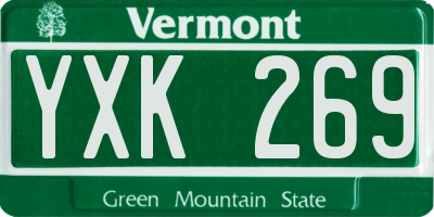 VT license plate YXK269