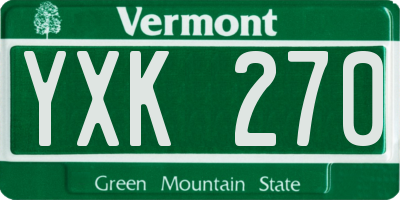 VT license plate YXK270