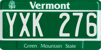 VT license plate YXK276