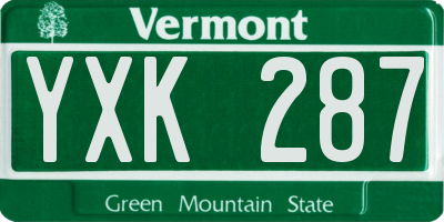 VT license plate YXK287