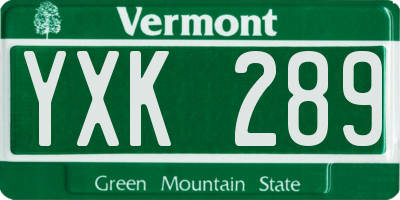 VT license plate YXK289