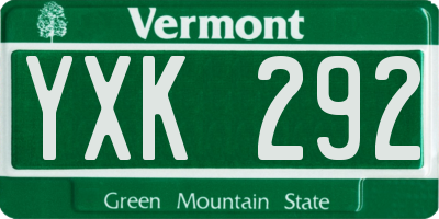 VT license plate YXK292