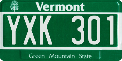 VT license plate YXK301