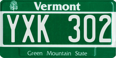 VT license plate YXK302