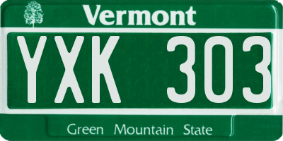 VT license plate YXK303