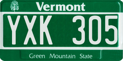 VT license plate YXK305