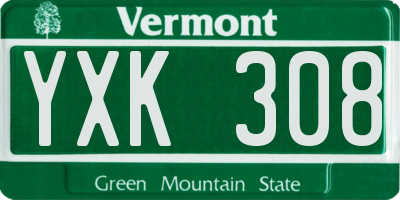 VT license plate YXK308