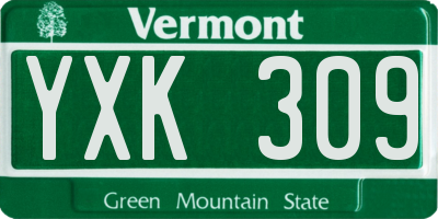 VT license plate YXK309