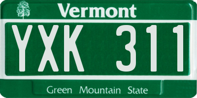 VT license plate YXK311