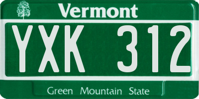 VT license plate YXK312
