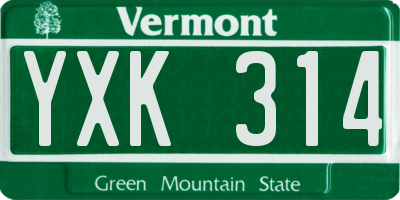 VT license plate YXK314