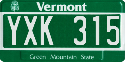 VT license plate YXK315