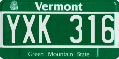 VT license plate YXK316