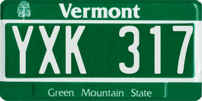 VT license plate YXK317